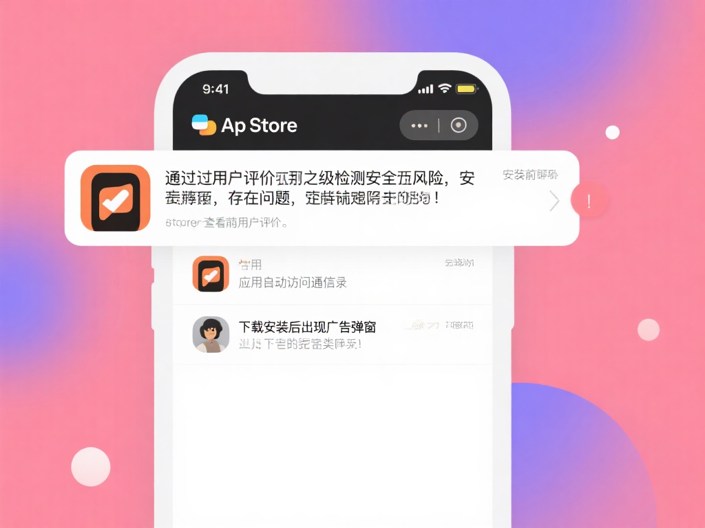 通过用户评价初步检测安全风险
在安装前，查看应用