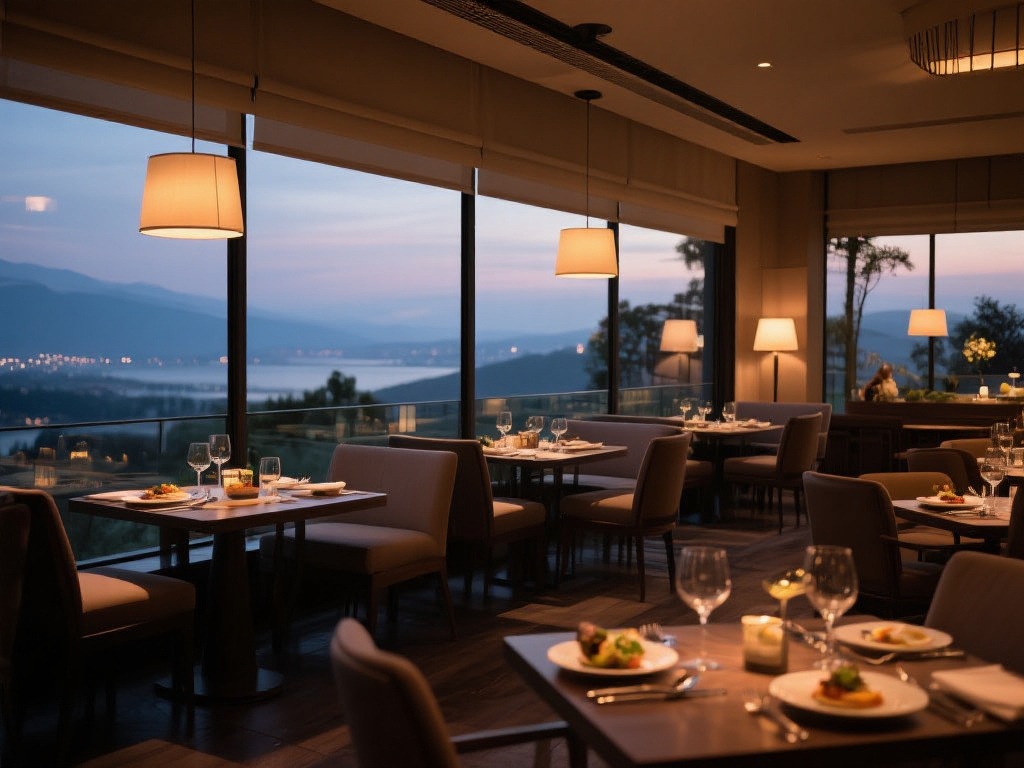 除此之外，餐厅的环境同样备受关注。从落地窗外的美景